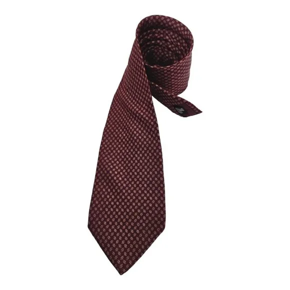 GIORGIO ARMANI Bordeaux Geometric Silk Tie ITALY 62/ 3.6 EC